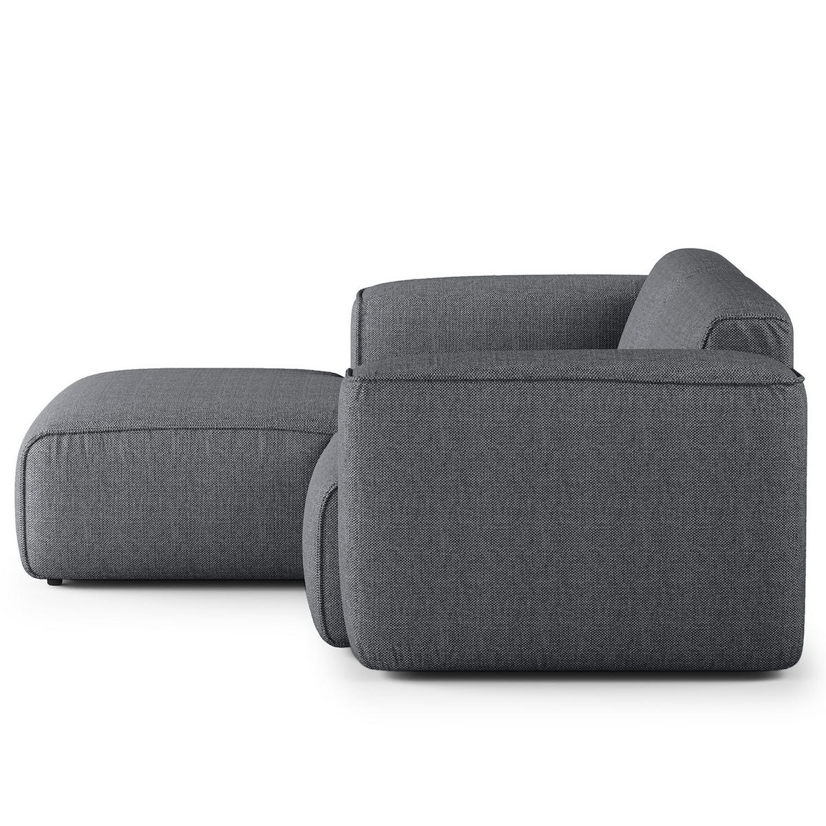 ECKSOFA mit XL-Longchair - Schwarz/Grau, Kunststoff/Textil (260/171cm) - home24