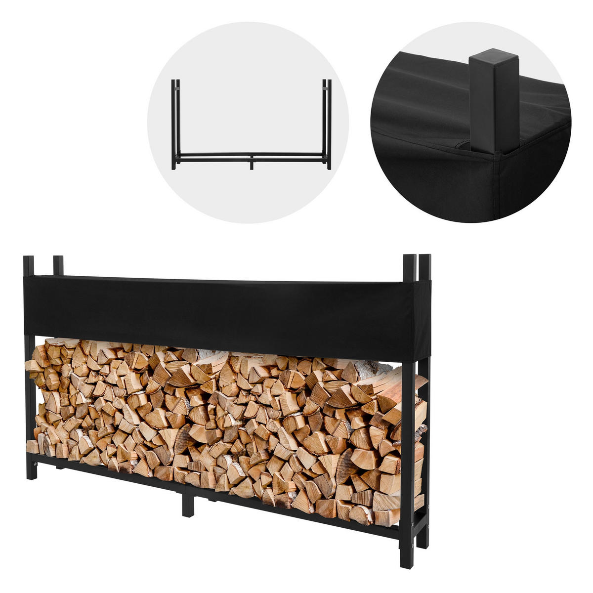 KAMINHOLZREGAL - Anthrazit, Metall (25/115/200cm) - ML-DESIGN