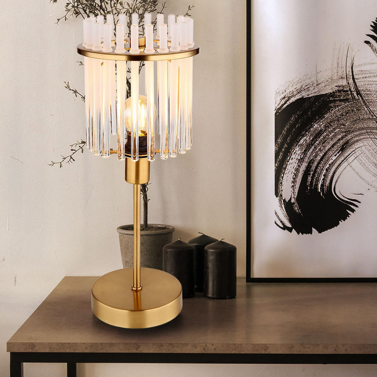 LED TISCHLEUCHTE GORLEY Metall Gold - Goldfarben, Glas (15/15/37.5cm) - Globo Lighting