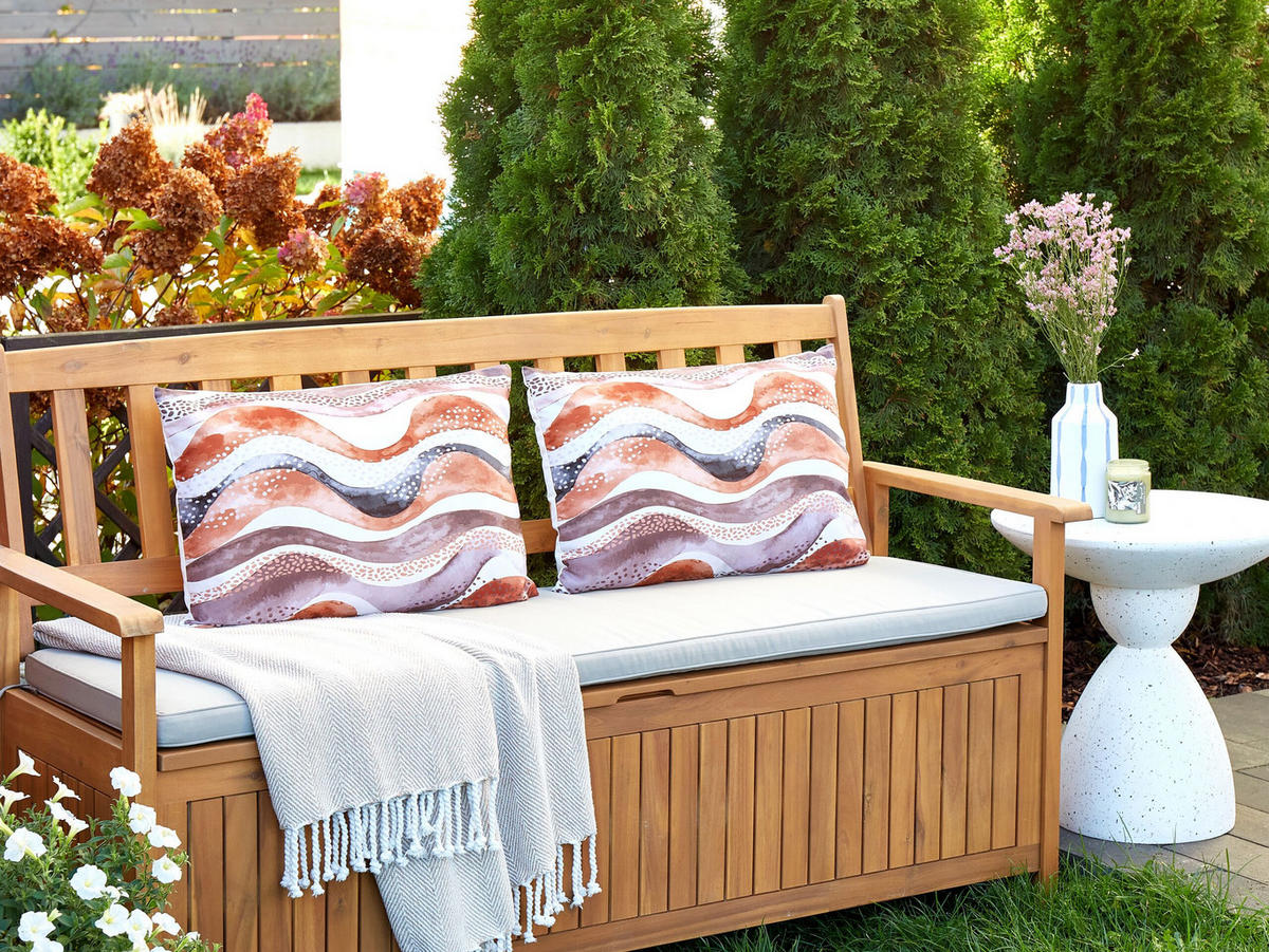 GARTENKISSEN 2er-Set Abstraktes Muster braun 40/60 cm Seborga - Braun, Textil (40/60cm) - Beliani