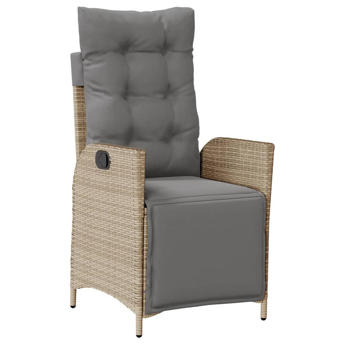 GARTENSESSEL Mit Fussteil 2 Stk. Verstellbar Poly Rattan - Beige, Kunststoff (61/93/57cm) - vidaXL