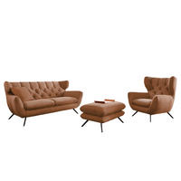 SITZGRUPPE CHARME Braun Cord - Dunkelbraun/Schwarz, Textil/Metall (225/94/95cm) - KAWOLA