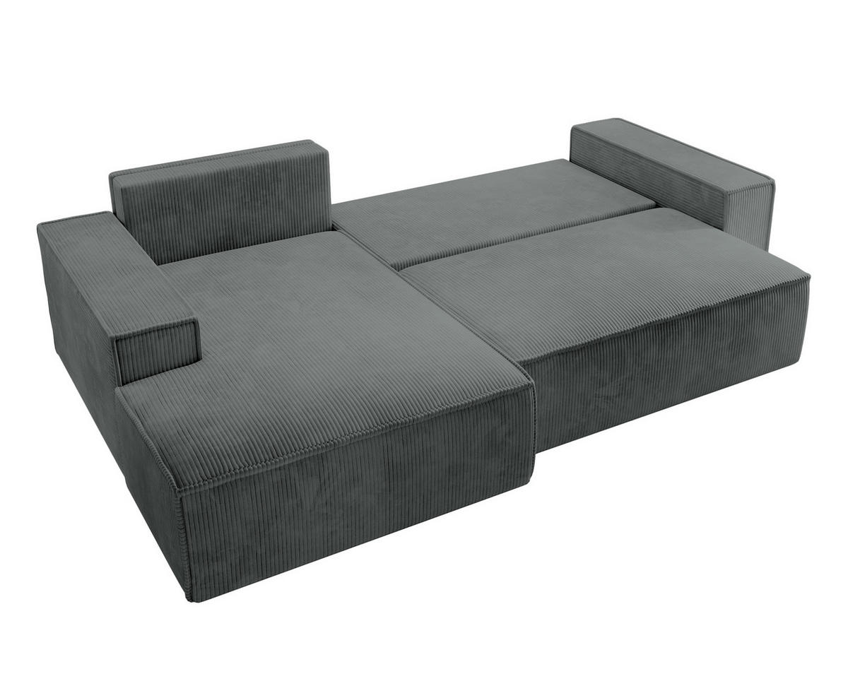 ECKSOFA Farese Grau Cordbezug - Schwarz/Grau, Kunststoff/Textil (267/167cm) - Selsey