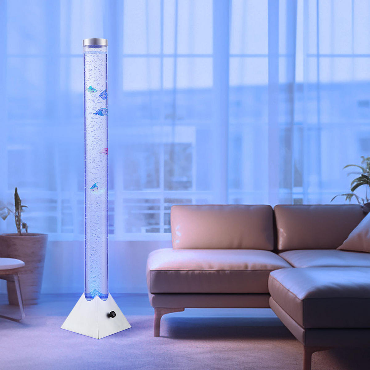 LED STEHLEUCHTE Wassersäule Klar - Klar, Kunststoff (21.5/21.5/120cm) - Globo Lighting