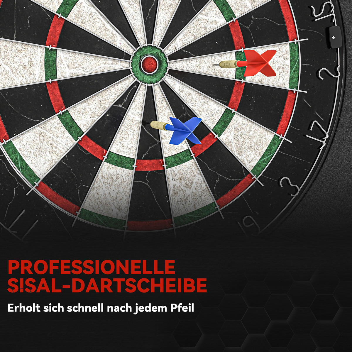 DARTSCHEIBE DE-10828 mit Schutzring & 6 Stahlspitzen-Darts Schwarz - Schwarz, Kunststoff (71.5/71.5cm) - ComfortXL