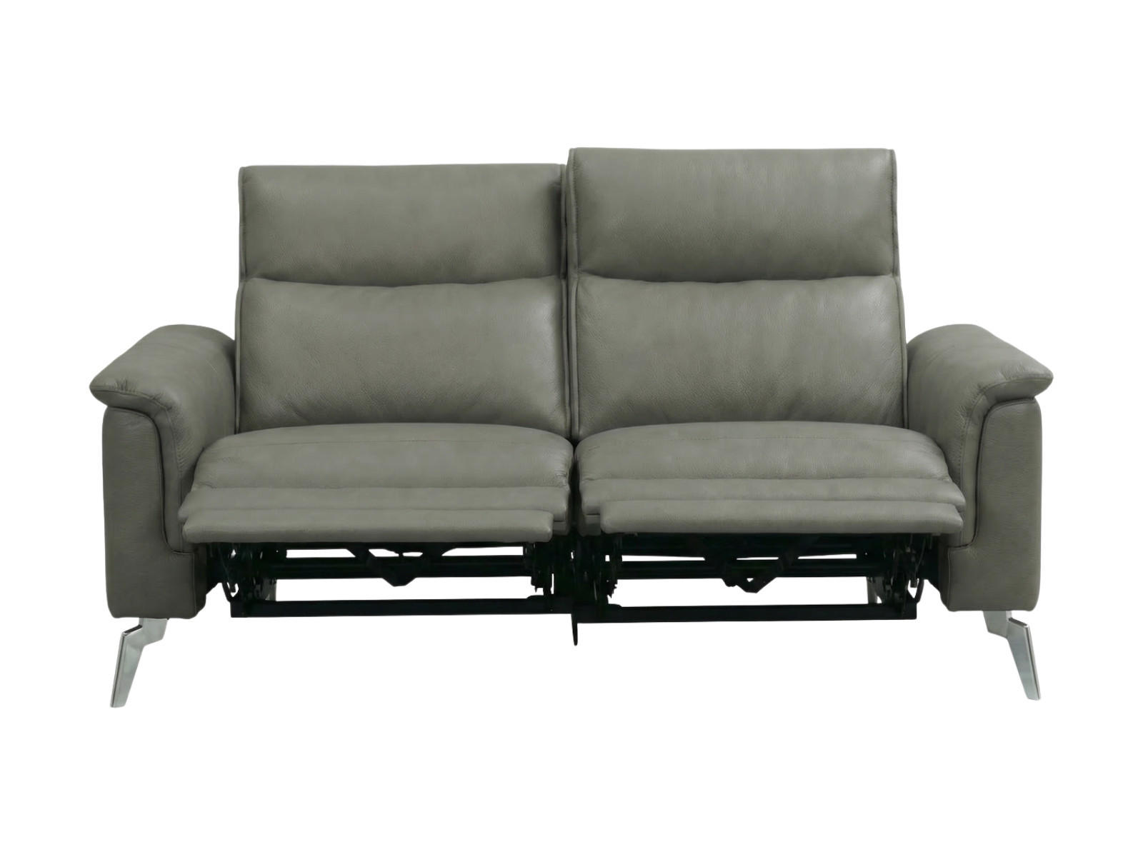 2-SITZER Sofa Borea Echtleder mit 2 x Relaxfunktion Perlgrau - Hellgrau, Leder/Metall (176/102/98cm)