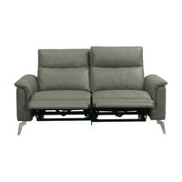 2-SITZER Sofa Borea Echtleder mit 2 x Relaxfunktion Perlgrau - Hellgrau, Leder/Metall (176/102/98cm)