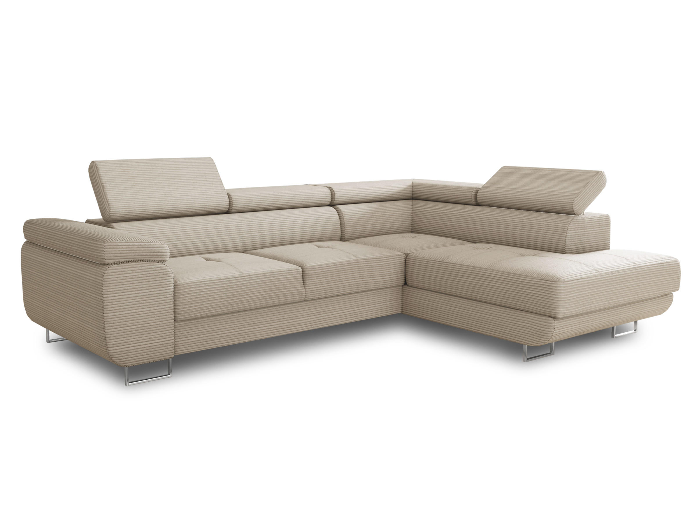 ECKSOFA Caris Cord, Seite: Rechts - Beige, Holz/Textil (273/203cm) - Sofnet