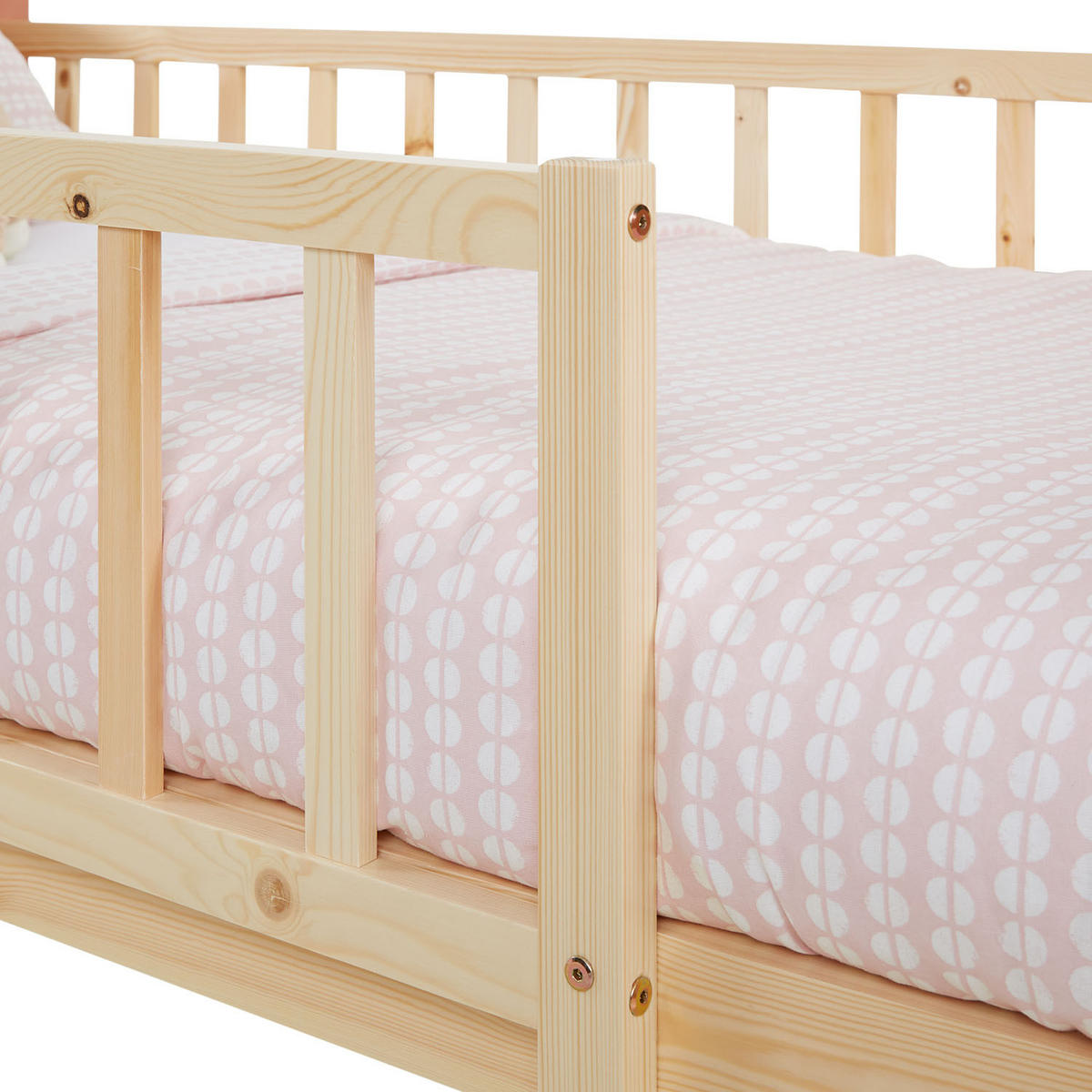KINDERBETT altrosa 90/200 Lattenrost Matratze Rausfallschutz - Altrosa, Holz (100/67/208cm) - Homestyle4u