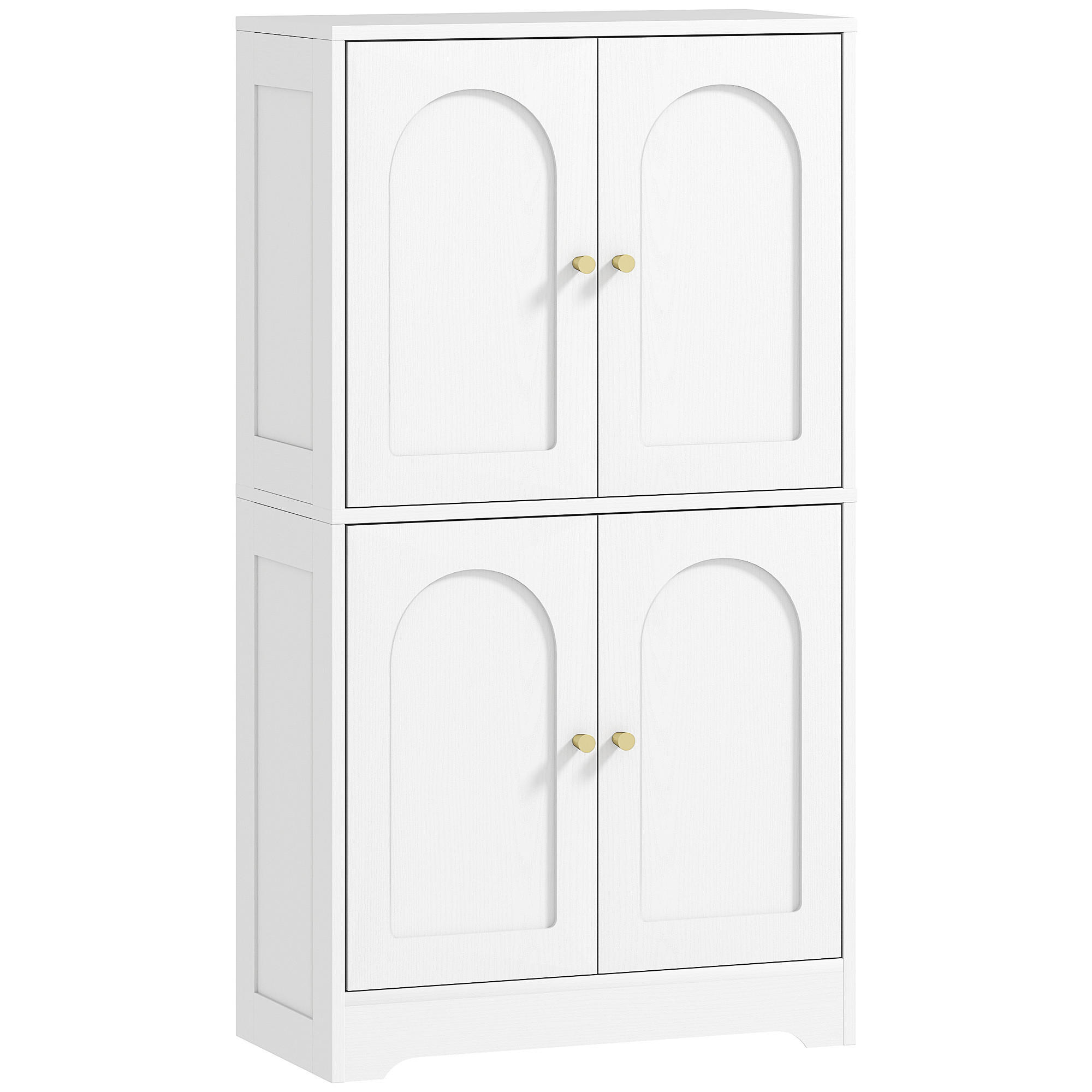 HIGHBOARD DE-11187 4 gebogene Türen & verstellbare Böden Weiß - Weiß, Holzwerkstoff (30/110/60cm) - ComfortXL