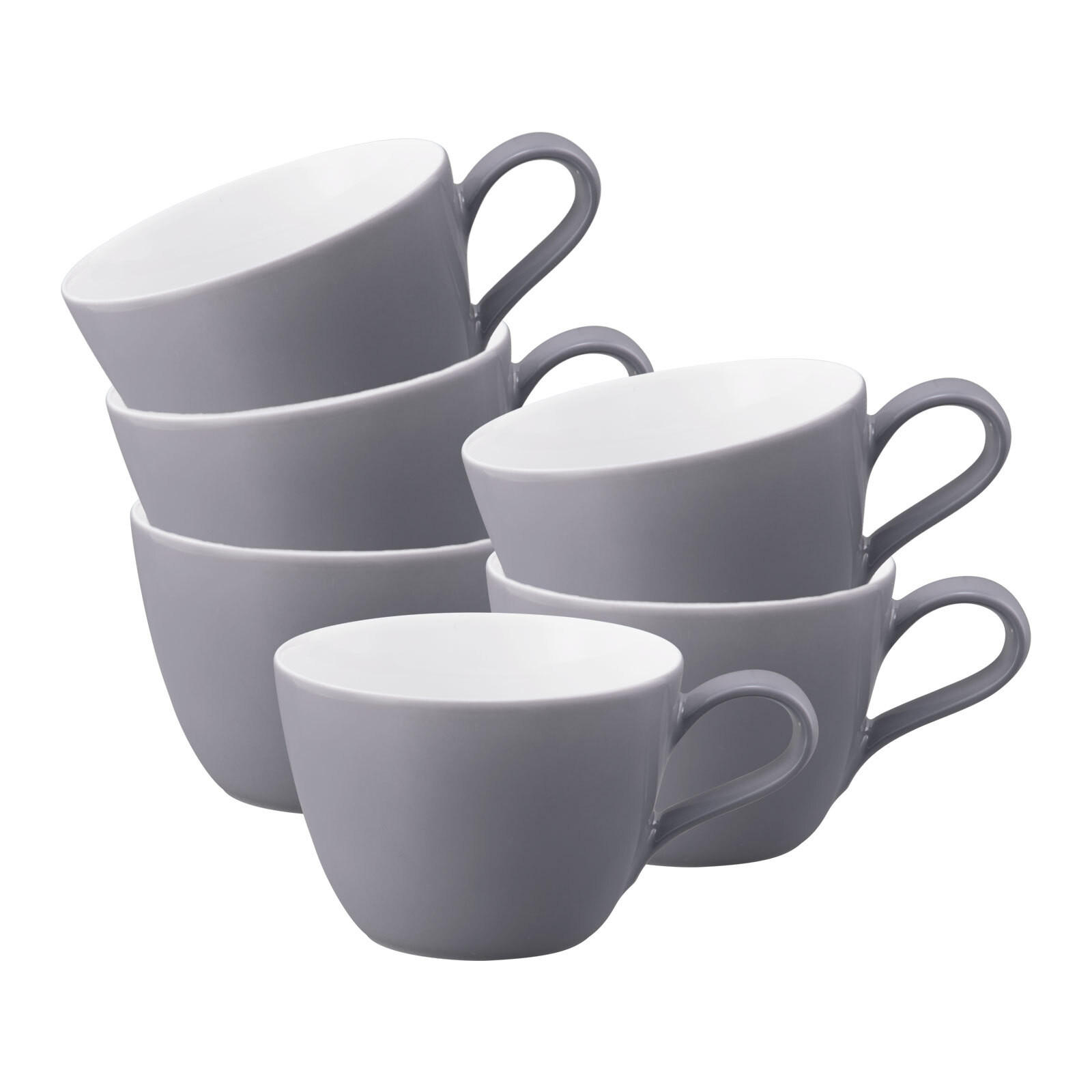 KAFFEETASSEN Life Fashion Elegant Grey 240 ml 6er Set - Grau, Keramik (0.24L) - Seltmann Weiden