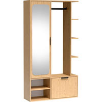 GARDEROBE Mela mit Spiegel, Sitzbank & Kleiderstange – 100/189/33 cm – Eiche Hellbraun - Eichefarben/Schwarz, Holzwerkstoff/Metall (100/189.4/33cm) - WFL GROUP