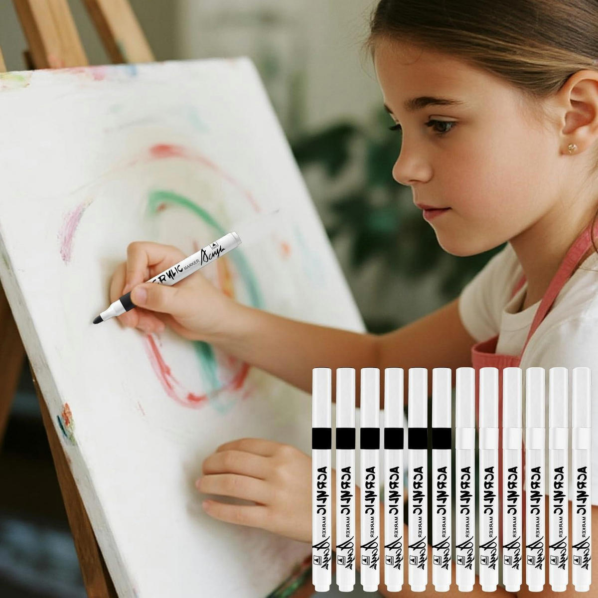 ACRYLMARKER Set 4.0 mm Spitze Schwarz Weiß - Weiß, Kunststoff (1/1/14cm)