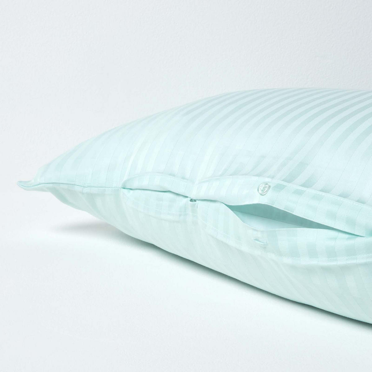 KISSENBEZUG für V-Form-Kissen, Damast-Streifen, Fadendichte 330 - Blau, Textil (38/76cm) - Homescapes