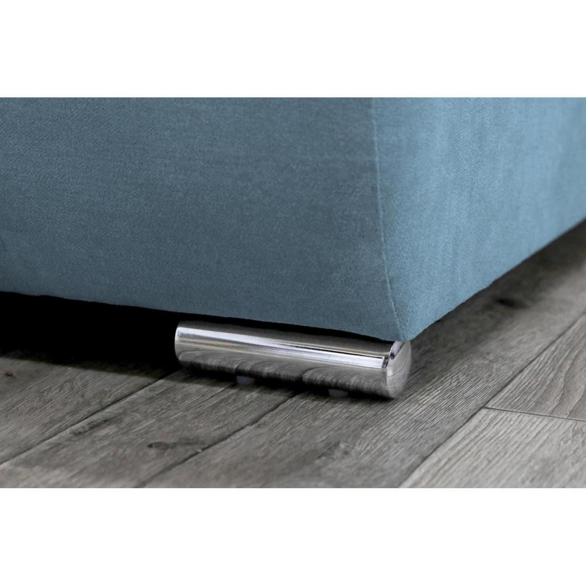 WOHNLANDSCHAFT Draco U Blau - Blau/Silberfarben, Textil/Metall (350/85/185cm) - Beautysofa