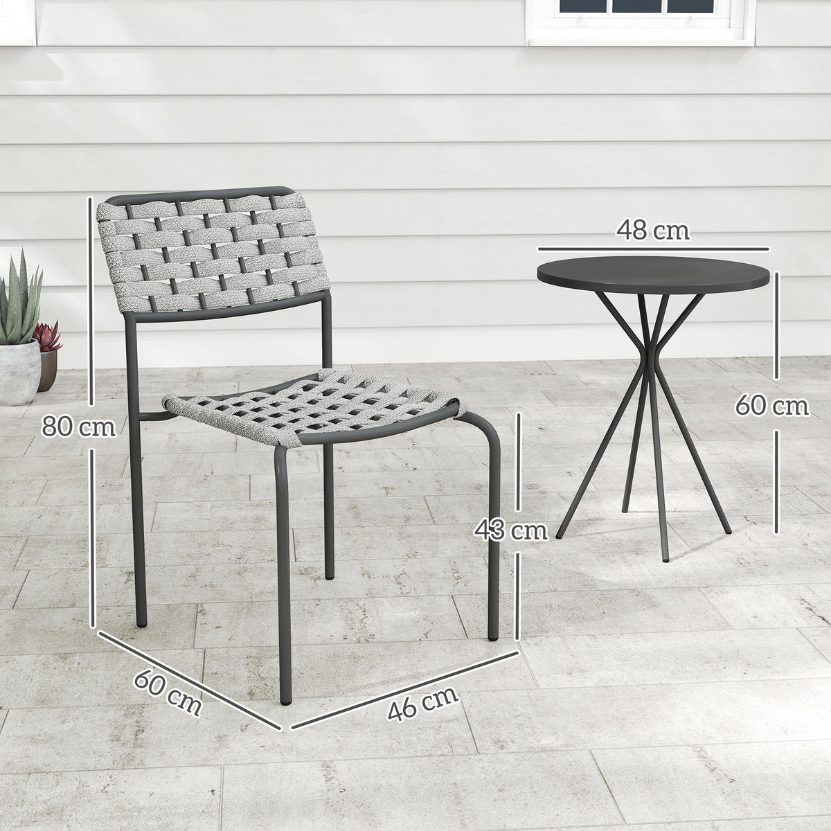 POLYRATTAN GARTENMÖBEL SET DE-06732 3-teilig für 2 Personen, mit Tisch Grau - Grau, Textil/Metall - ComfortXL