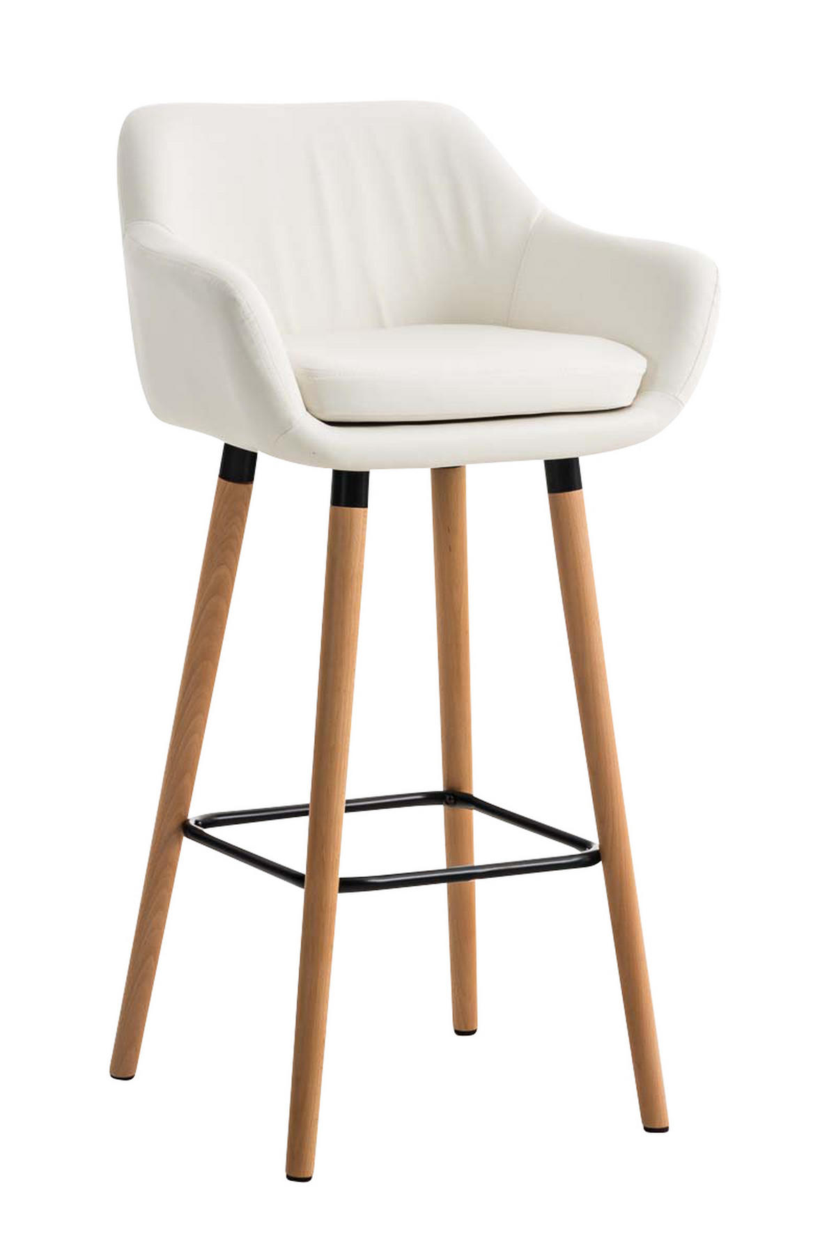 BARHOCKER Grande, Gestell Holz, Kunstleder Weiß - Weiß/Braun, Holz/Kunststoff (55/99/46cm) - TPFLiving