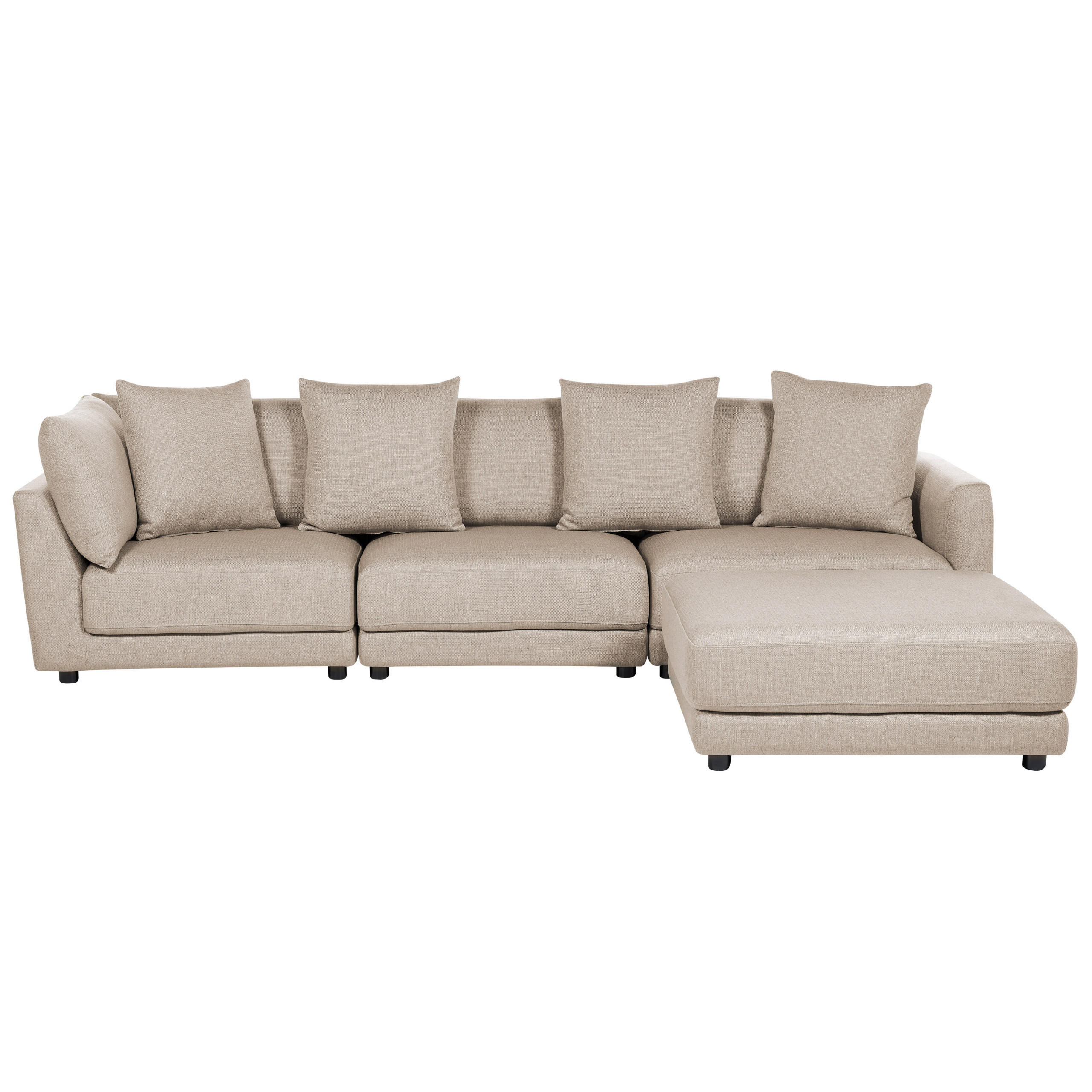 3-SITZER-SOFA beige mit Ottomane Sigtuna - Beige/Schwarz, Textil (300/86/102cm) - Beliani