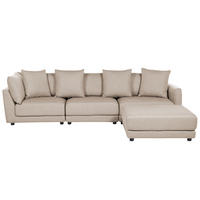 3-SITZER-SOFA beige mit Ottomane Sigtuna - Beige/Schwarz, Textil (300/86/102cm) - Beliani