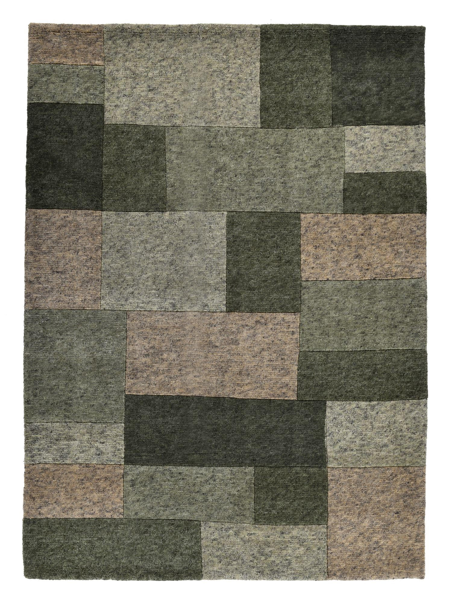 Theko Wollteppich Grün 70x140 cm