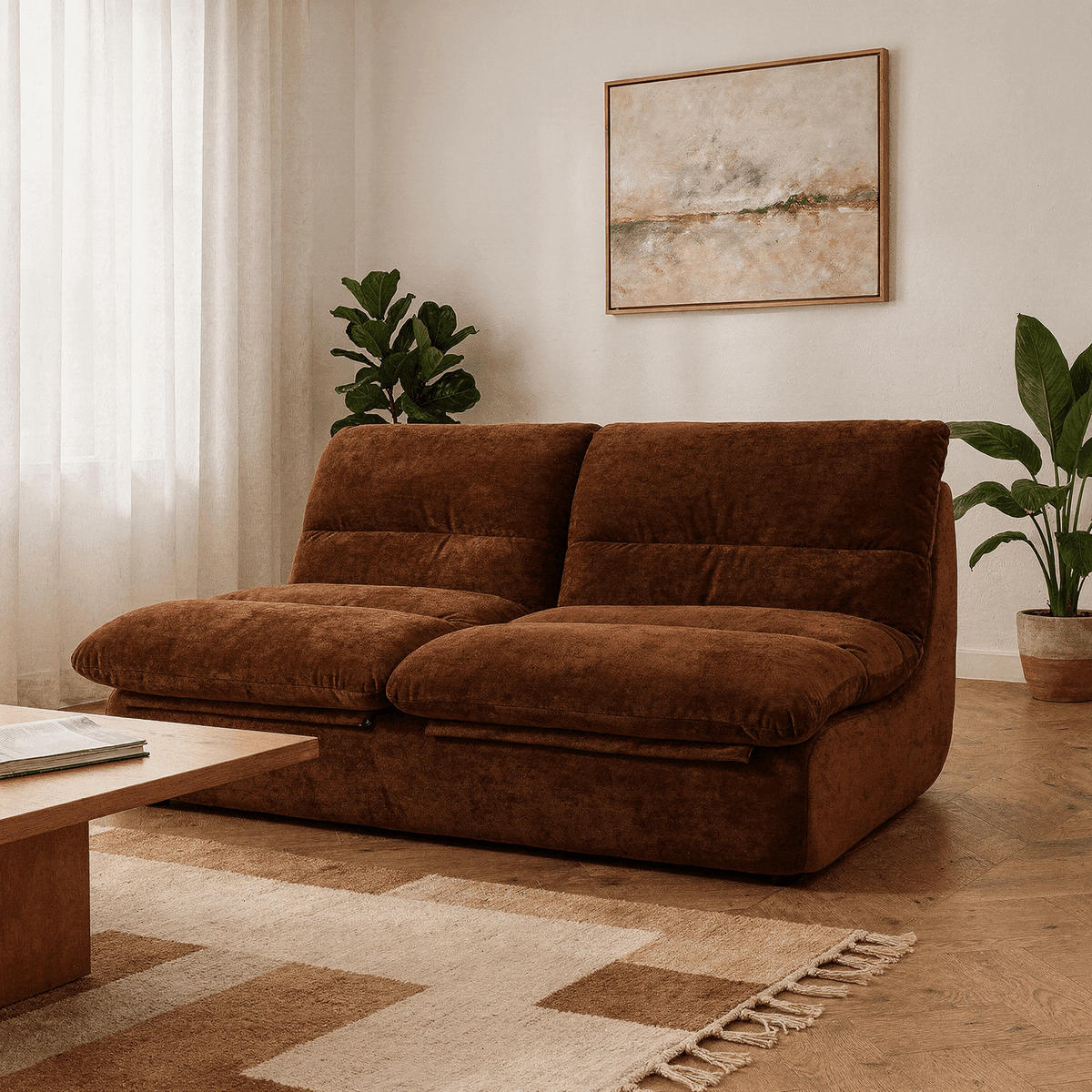 SOFA Nuvia Doppel 2-Sitzer - Schokolade - Braun, Textil (160/73/100cm) - COCO Living