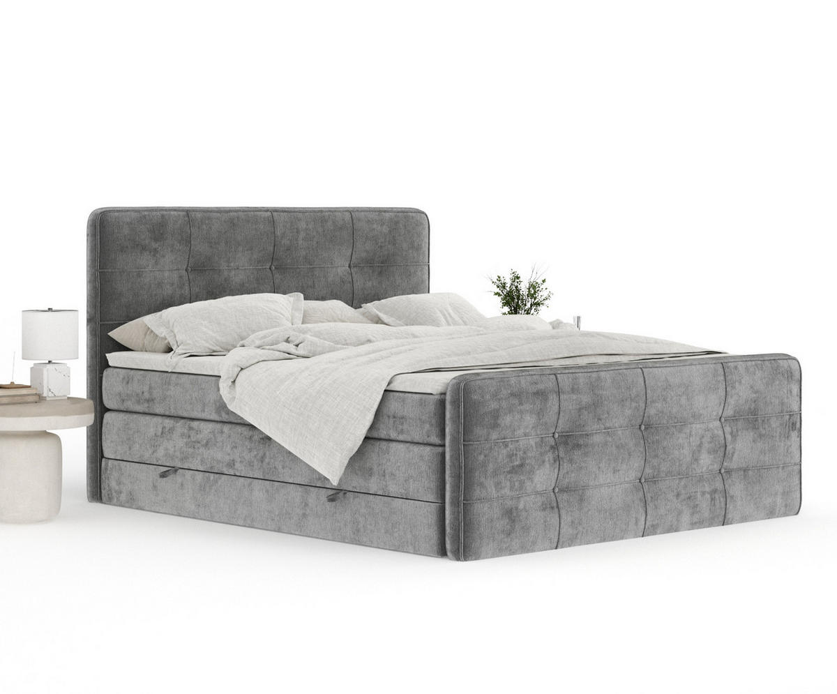 BOXSPRINGBETT Semplice Grau 140/200 cm - Schwarz/Grau, Holz/Holzwerkstoff (140/200cm) - Maison de Reve