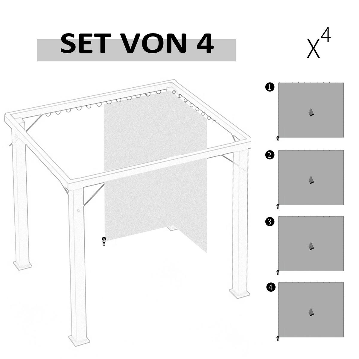 ERSATZVORHANG für Pavillon, Polyester, Hellgrau - Hellgrau, Kunststoff (205/1/302cm) - Outsunny