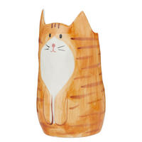 VASE Pablo Katze - Steingut - Beige - Beige/Schwarz, Keramik (20cm) - Butlers
