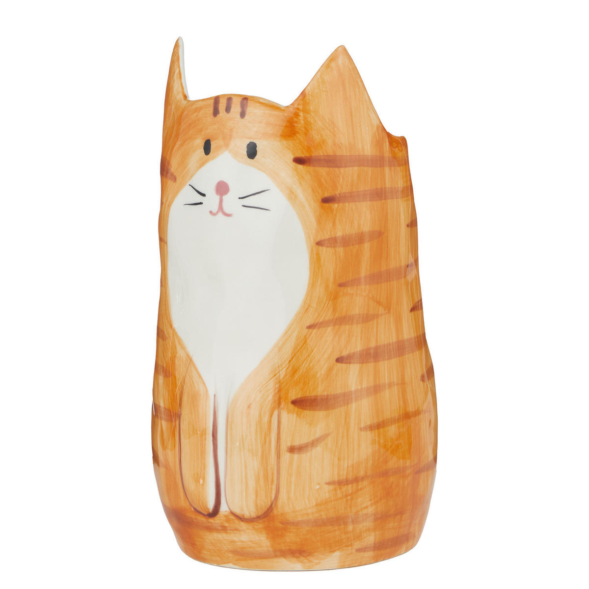 VASE Pablo Katze - Steingut - Beige - Beige/Schwarz, Keramik (20cm) - Butlers