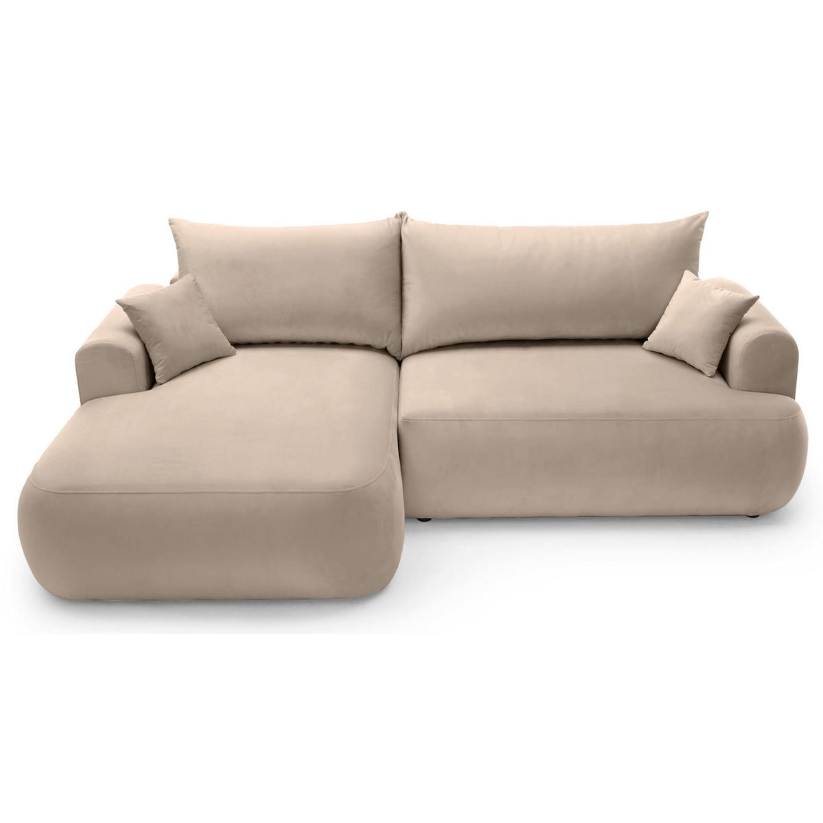 ECKSOFA Ovo Beige mit wasserabweisendem Samtbezug - Beige/Schwarz, Kunststoff/Textil (260/165cm) - Selsey