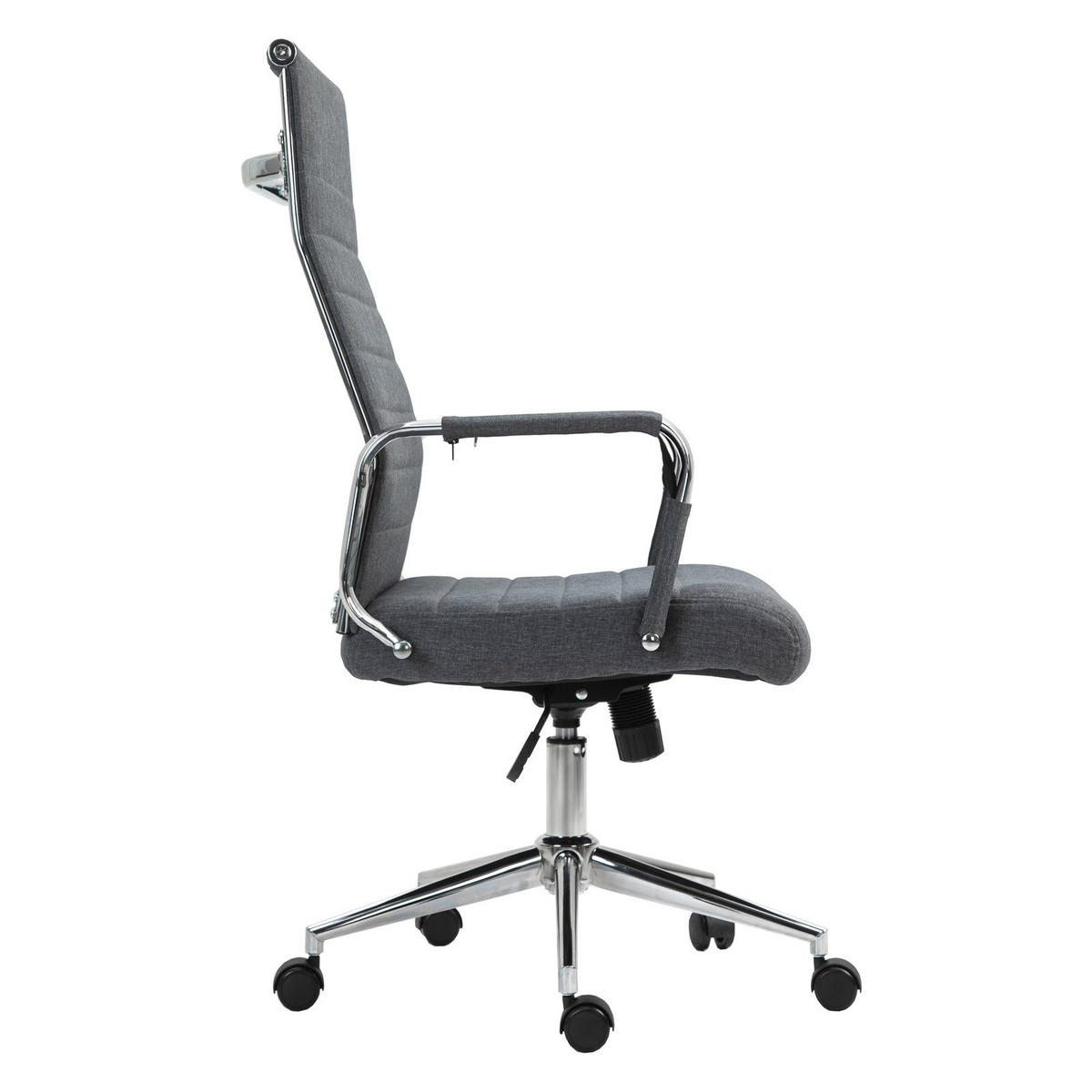 SCHREIBTISCHSTUHL OFFICE COMFORT HB Stoffbezug Dunkelgrau - Dunkelgrau/Silberfarben, Textil/Metall (57/120/53cm) - SVITA