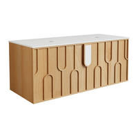 WASCHBECKENUNTERSCHRANK - 120cm x 50cm - Furnierplatte - naturfarben hell - MERKAN - Naturfarben, Holz (120/49/50cm) - Vente-Unique