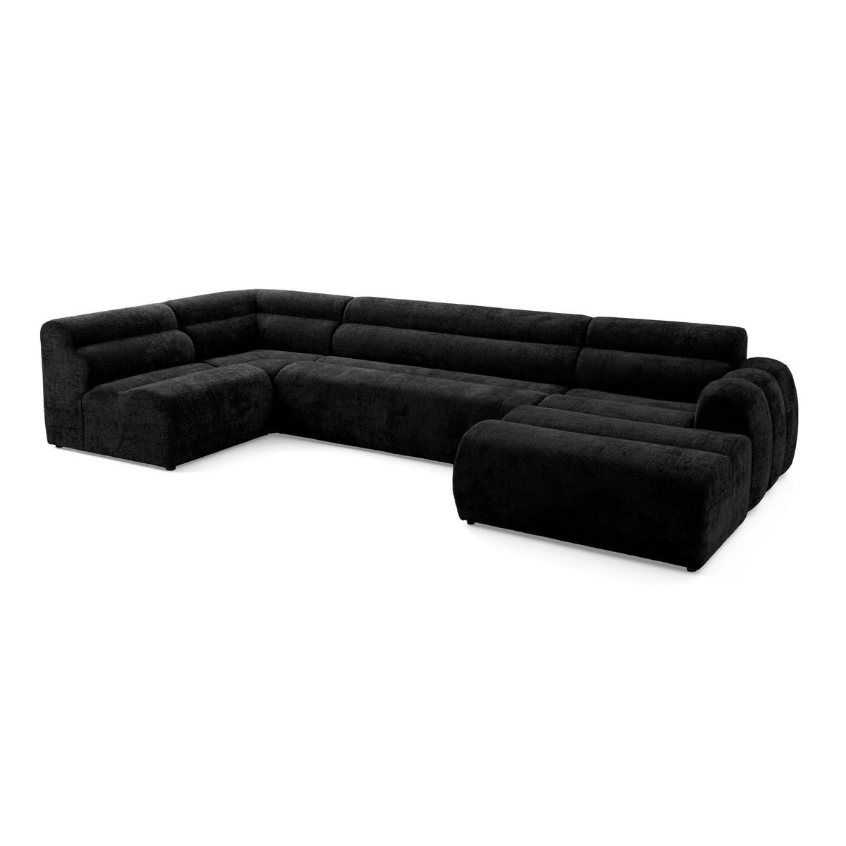 6-SITZER modulares Wohnlandschaft U XXL VEER SET 5 Links, 368 x 175 cm, Chenille Webstoff Anthrazit - Anthrazit/Schwarz, Holz/Kunststoff (368/75/175cm) - Muffo