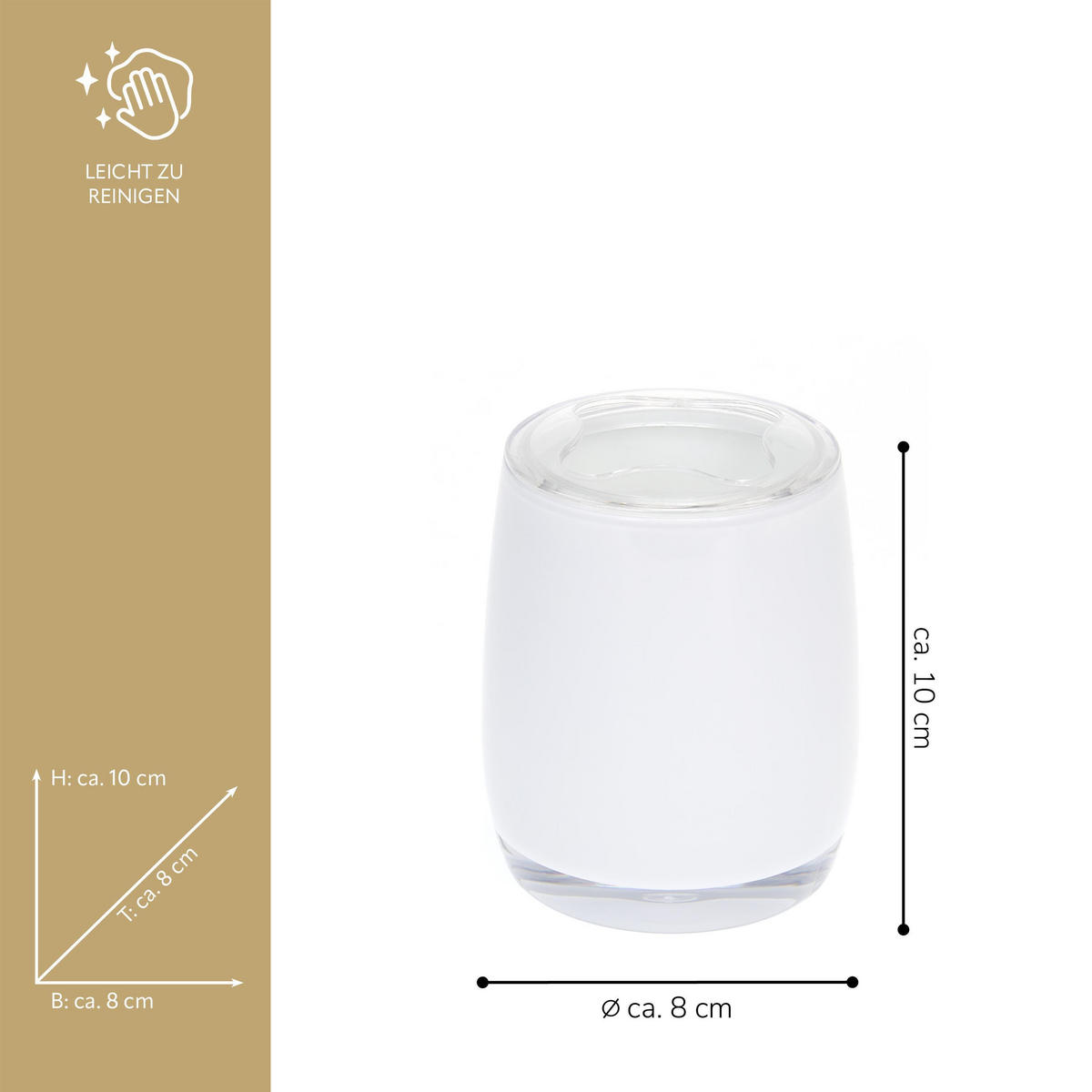 ZAHNBÜRSTENBEHÄLTER SAVONA, weiß - Weiß, Kunststoff (8/10/8cm) - bremermann