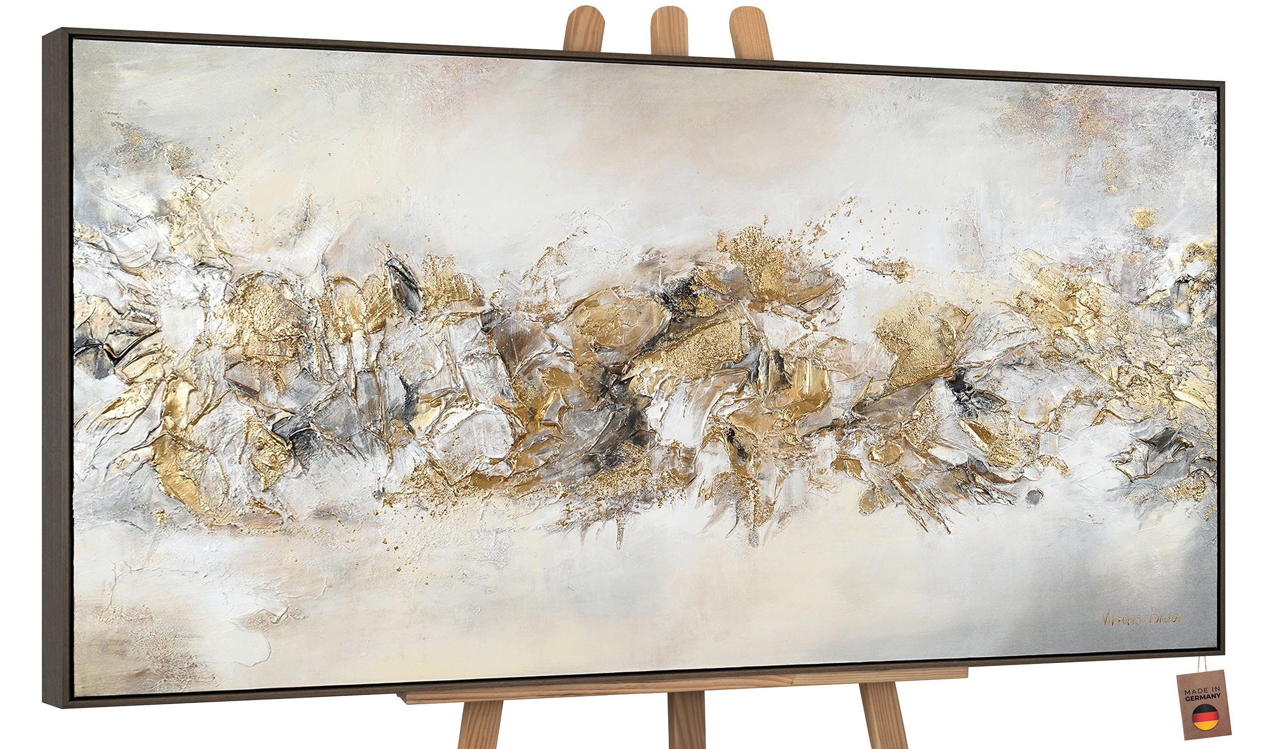 GEMÄLDE Glückslinie Schattenfugenrahmen Grau 100x50 cm - Grau, Holz (100/50cm) - YS-art gallery