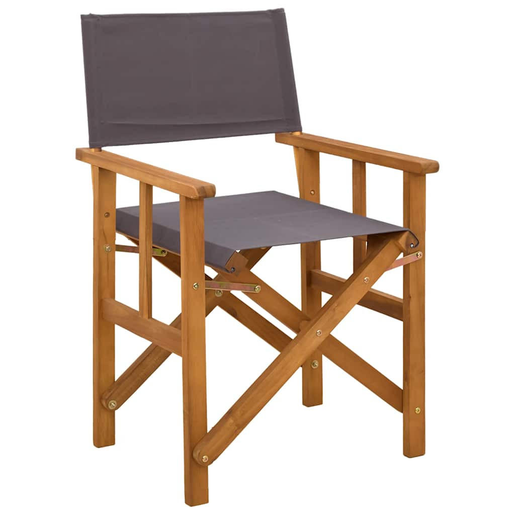REGIESTÜHLE 2er Set Massivholz Akazie - Dunkelgrau, Holz (55/88/56cm) - vidaXL