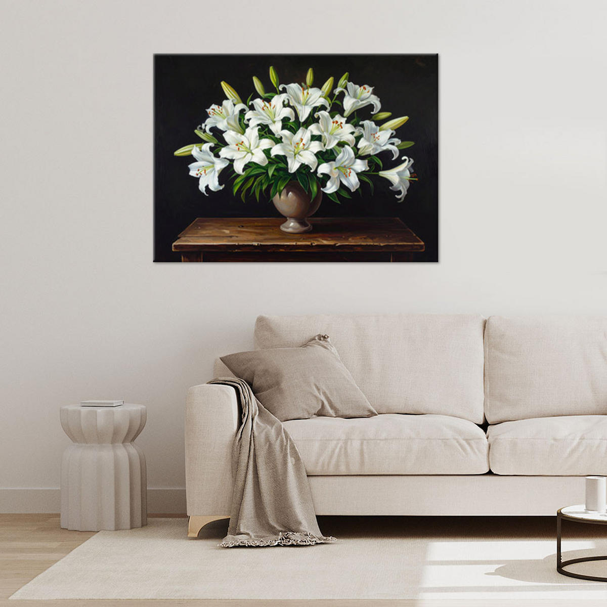 LEINWANDBILD Blumen 60x40cm - Weiß, Textil (60/40cm) - Feeby