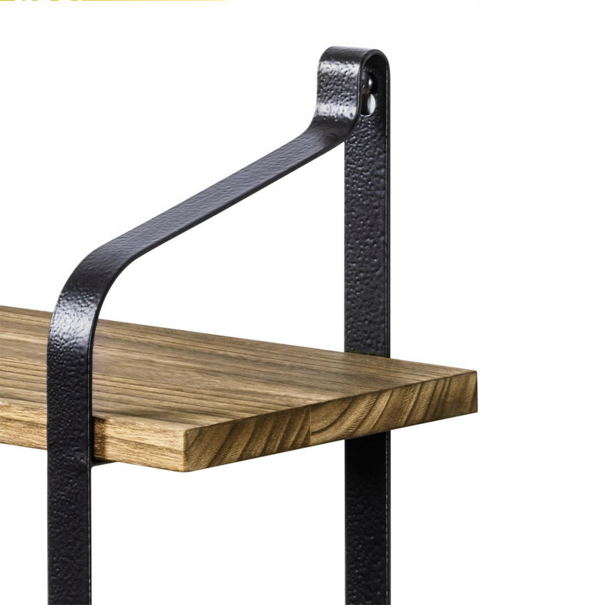 WANDREGAL 60/15/51.5 cm 2-Stufig Wandmontage Metall Holz Schwarz Braun - Schwarz/Braun, Holz/Metall (60/51.5/15cm) - Livingandhome