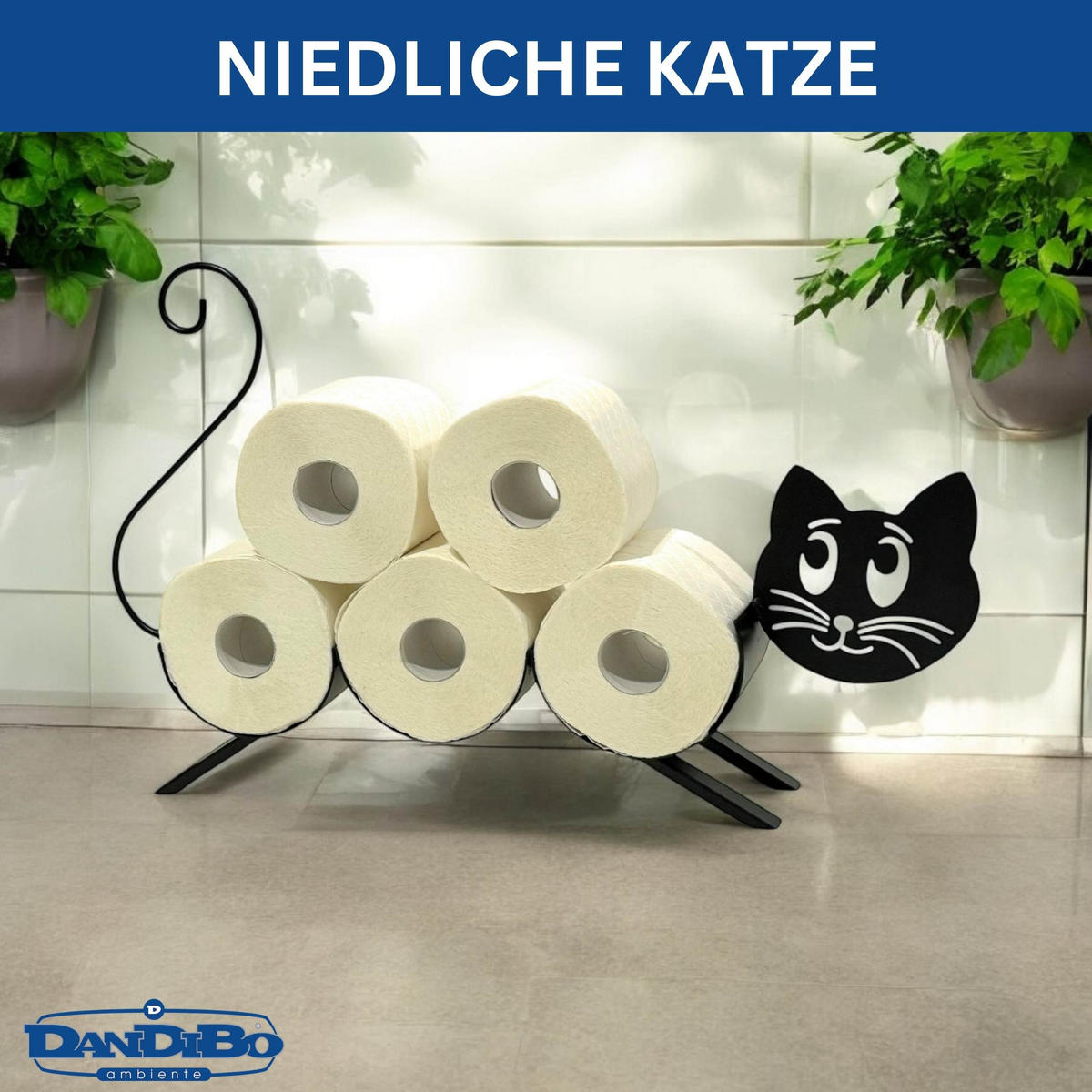 TOILETTENPAPIERHALTER Katze Schwarz Metall - Schwarz, Metall (57/35/10cm) - DanDiBo