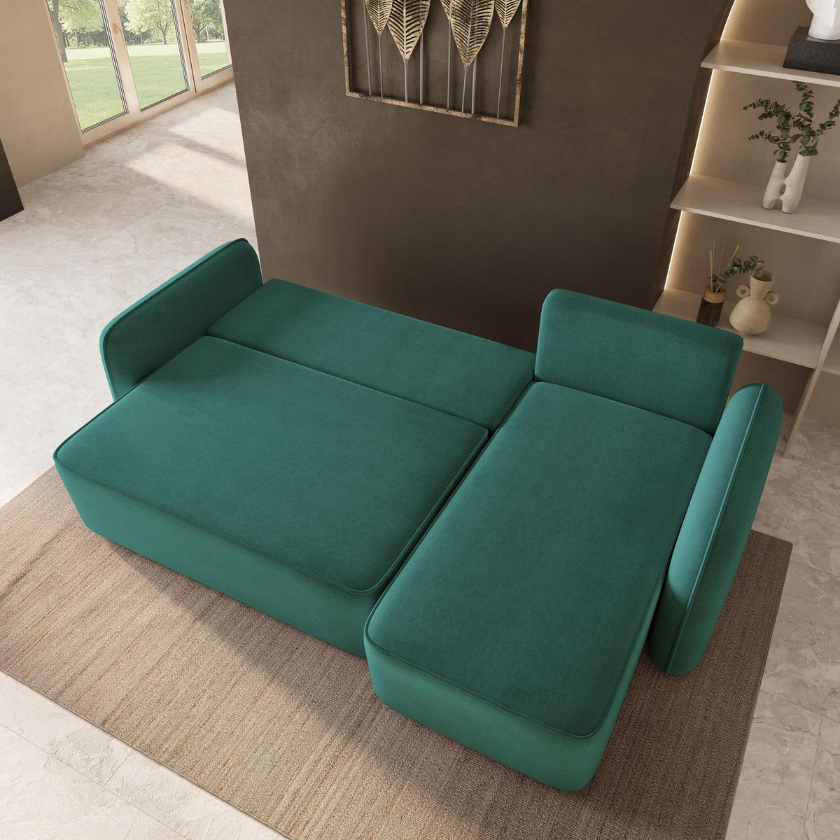 ECKSOFA DOLVER CL Blau Samtstoff mit Schlaffunktion - Blau, Holzwerkstoff/Textil (238/156cm) - MASSENO