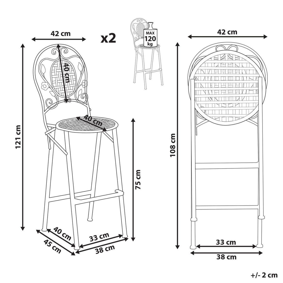 GARTENSTUHL 2er-Set Hellgrün Bivio - Hellgrün, Metall (42/121/45cm) - Beliani