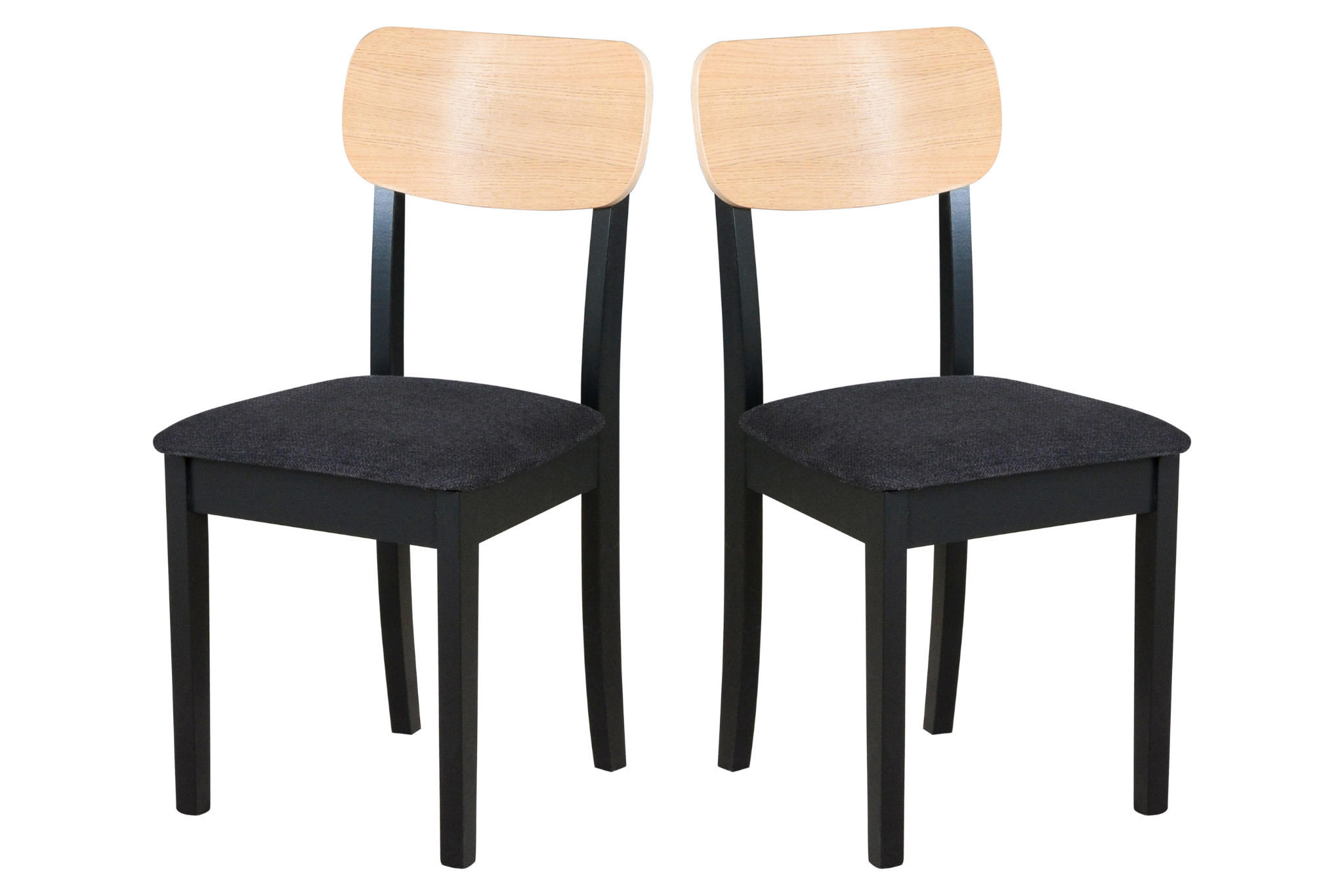 STUHL 2er Set Hugo 4, schwarz - Wildeiche/Schwarz, Holz (43/86/40cm) - Leaf Design