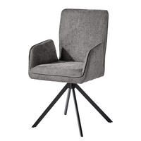 DREHBARER ARMLEHNENSTUHL - Flachgewebe / Eisen - Anthrazit, Textil/Metall (56/94/64cm) - home24
