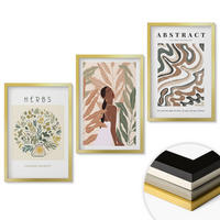 WANDBILDER 3er Set - 40x60 cm Goldrahmen - Boho-Pastell-Minimalisten-Poster - Goldfarben, Kunststoff (40/60cm) - ArtPrintCave