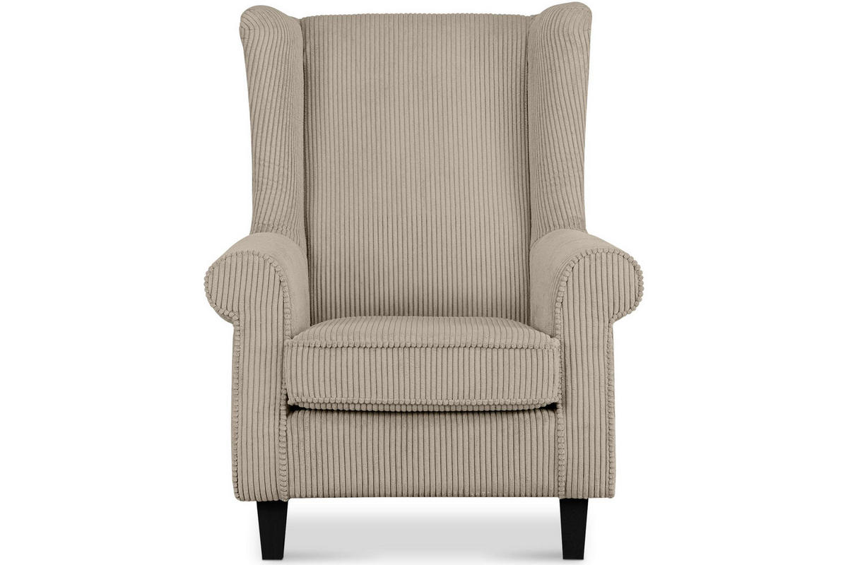 OHRENSESSEL MILES mit Armlehnen, hellbeige - Beige, Holz/Textil (82/105/97cm) - KONSIMO®