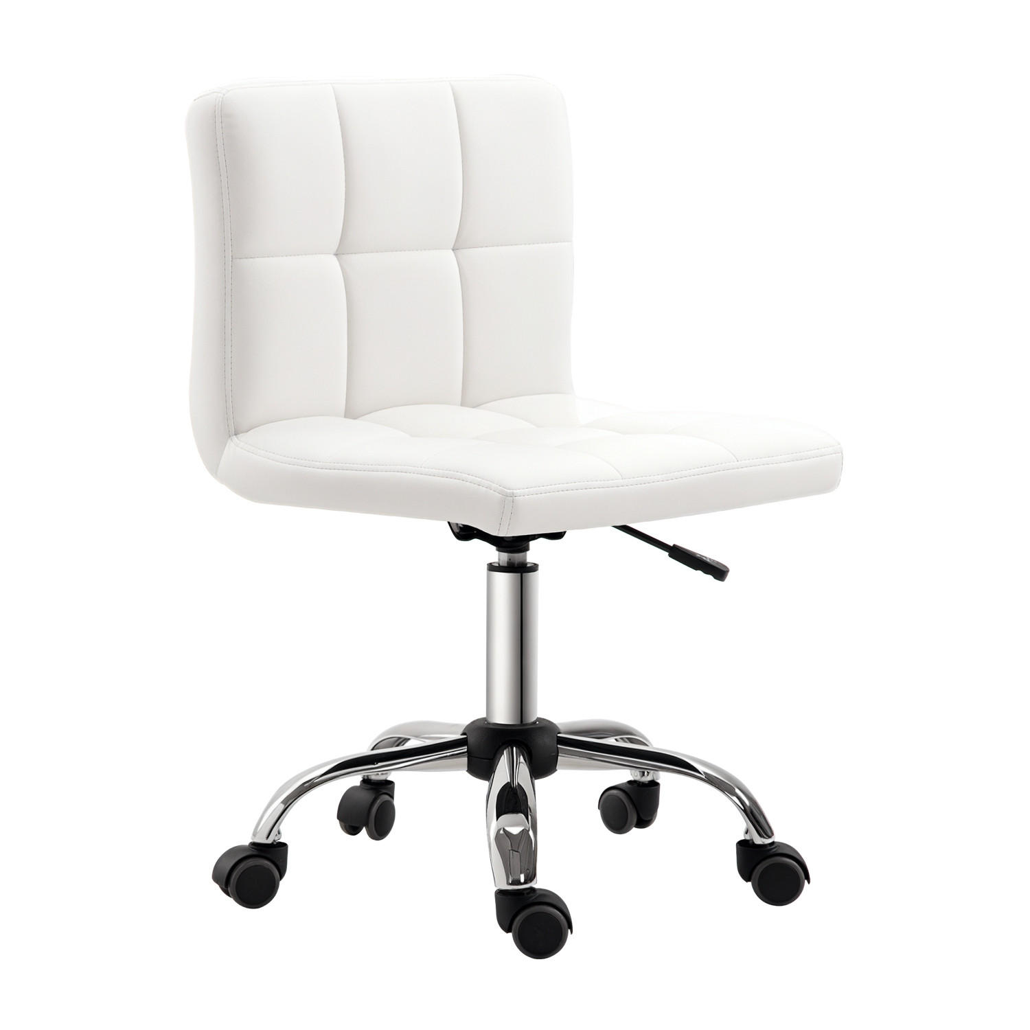 BÜROSTUHL, Drehstuhl, Kunstleder, Stahlstruktur, 5 Räder, gepolstert, Weiß - Weiß, Leder (46/92/51cm)