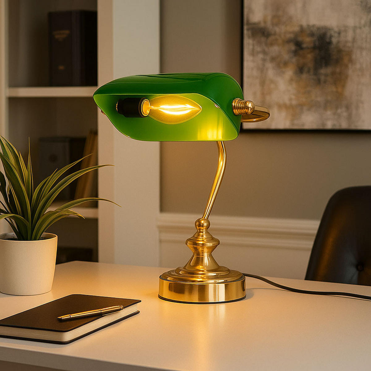 TISCHLEUCHTE Antike Grün Acryl - Grün, Metall (19/16.5/24cm) - Globo Lighting