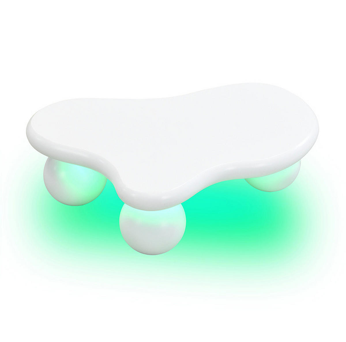 COUCHTISCH 95/62,5/32 cm mit LED-Beleuchtung, wolkenförmigem Design und MDF-Oberfläche, Weiß - Weiß, Holzwerkstoff (95/62.5/32cm) - Redom