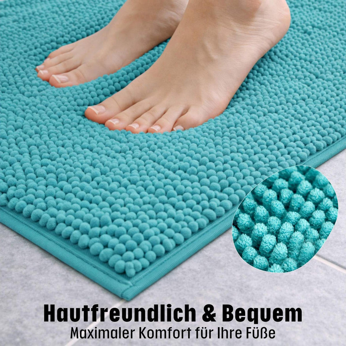 BADEMATTE MIT WC AUSCHNITT PARIS - Petrol, Textil (45/45cm) - WohnDirect