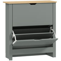 SCHUHSCHRANK Spanplatte Hellgrau - Dunkelgrau/Hellgrau, Holzwerkstoff/Kunststoff (26/80/72cm) - HOMCOM